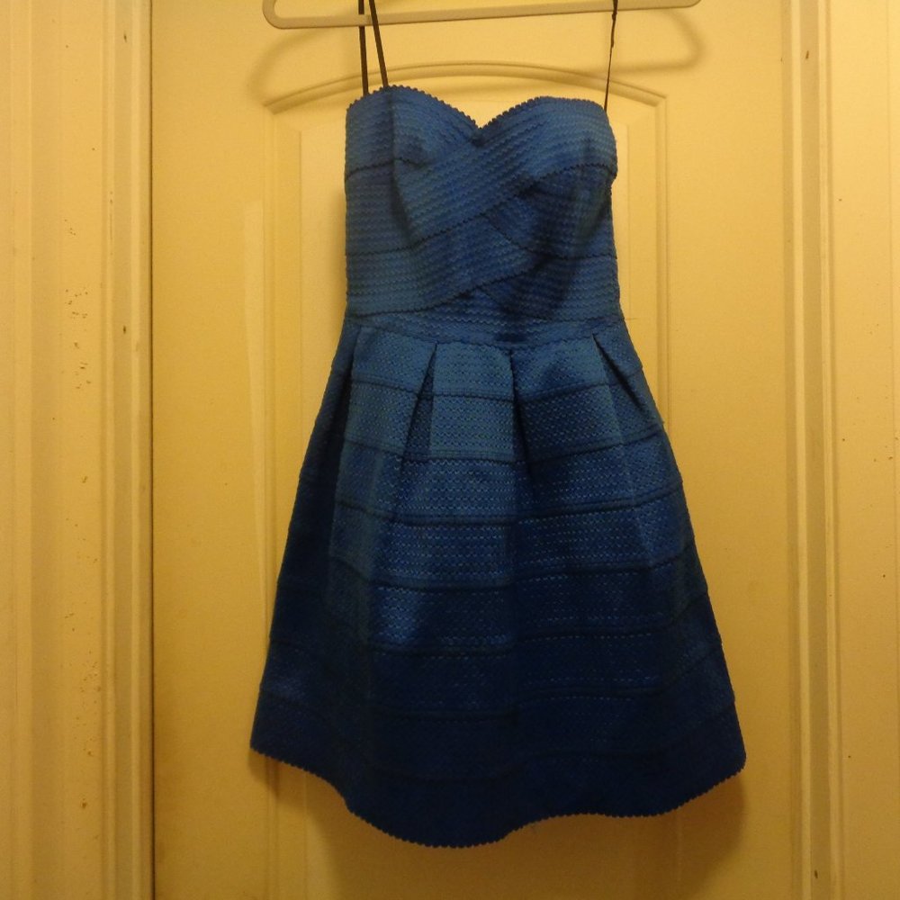 BACK TO THE FUTURE - B. DARLIN ROYAL BLUE THICK SEGMENTS FLARED BOTTOM DRESS 5/6
